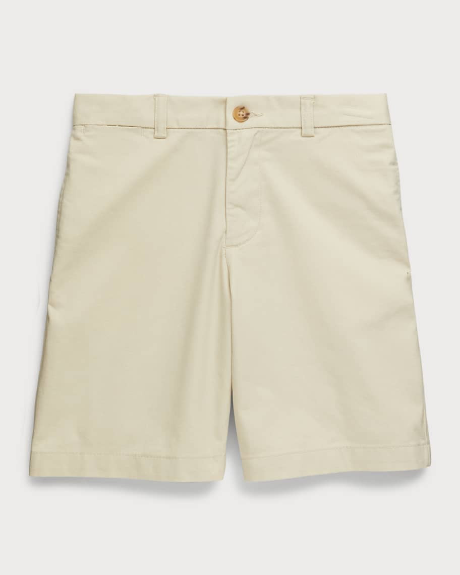 Boy's Logo Embroidered Flat Front Chino Shorts, Size 2-7 | Neiman Marcus