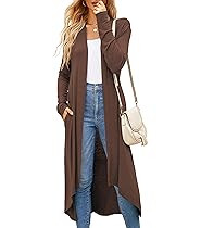 Newchoice Womens Long Cardigan Fall Casual Draped Open Front Lightweight Long Sleeve Cardigan Dus... | Amazon (US)