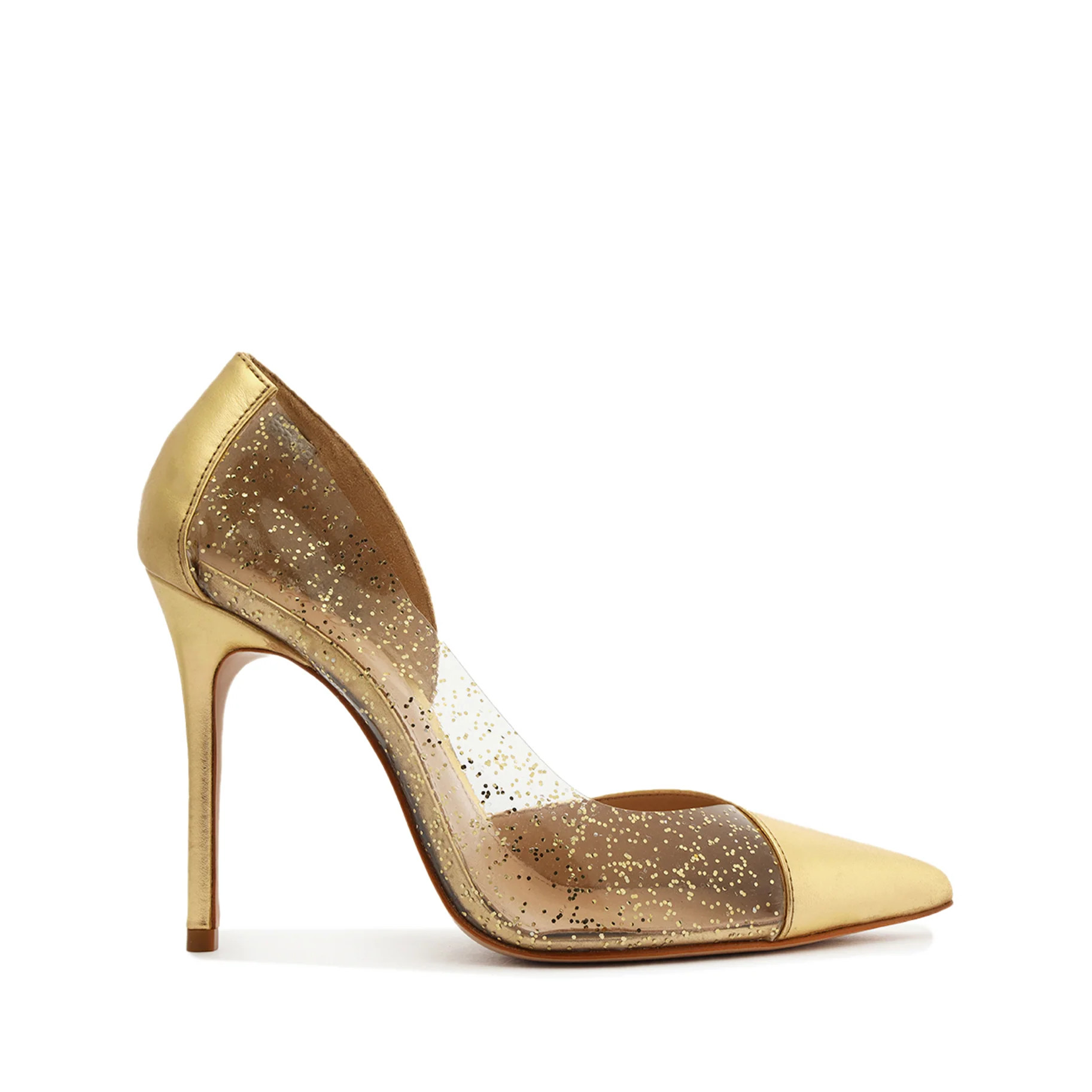 Cheslie Leather & Vinyl Pump | Gold Stiletto - SCHUTZ | Schutz (US)