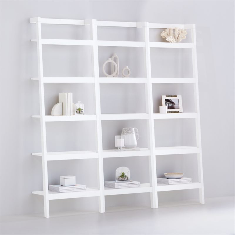 Sawyer White Leaning 24.5'' Bookcases, Set of 3 + Reviews | Crate & Barrel | Crate & Barrel