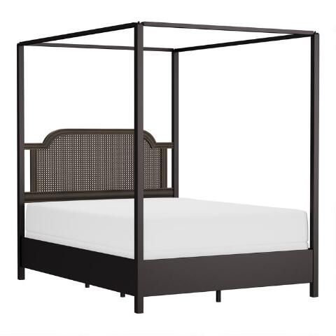 Sullivan Rubbed Bronze Metal and Cane Canopy Bed | World Market