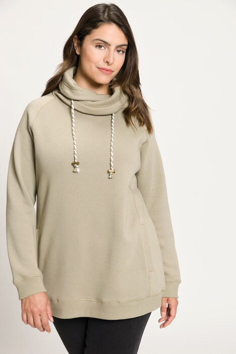 Drawstring Collar Long Sleeve Sweatshirt | Ulla Popken - US & CA