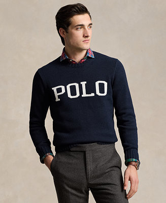 Polo Ralph Lauren Men's Logo-Intarsia Cotton Sweater - Macy's | Macy's