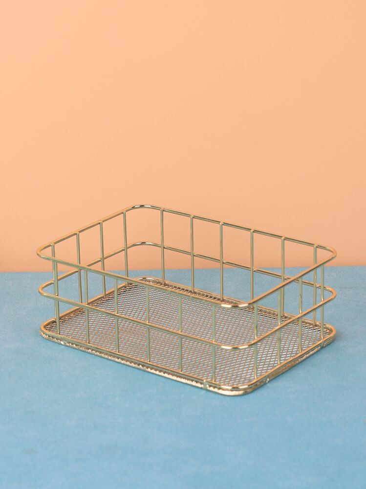 1pc Iron Art Square Cosmetic Storage Box With Large Capacity, Suitable For Home Use | SHEIN USA | SHEIN