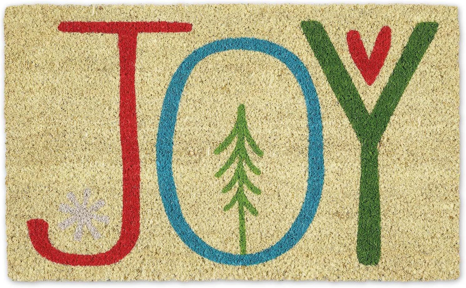 DII Christmas Welcome Mat Outdoor Natural Coir Doormat & Porch Décor, 17x29, Joy | Amazon (US)