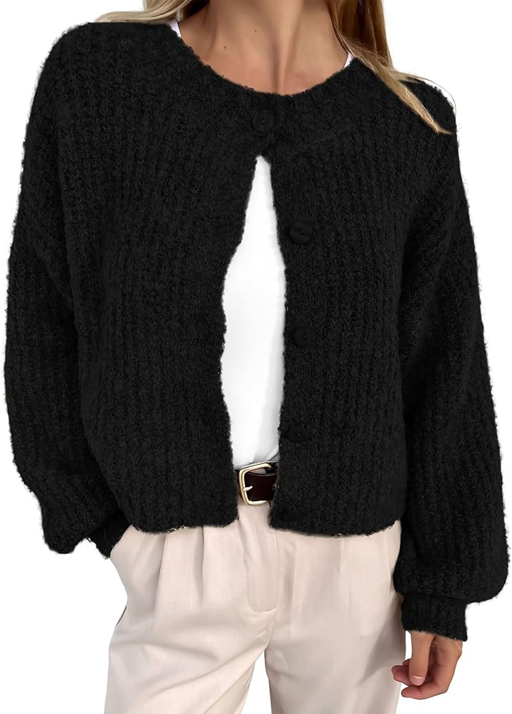 BTFBM Cardigan Sweaters for Women Fall 2025 Long Sleeve Button Down Soft Loose Chunky Knit Outwea... | Amazon (US)