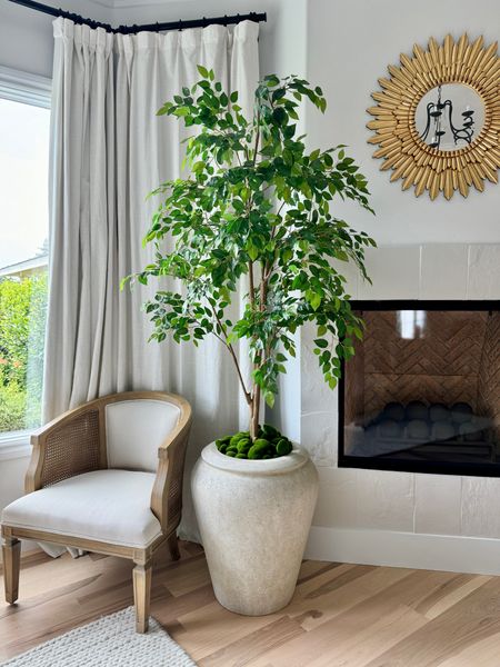 This faux 7ft ficus tree in the washed alabaster planter brings balance and aesthetic to our space 

#LTKSaleAlert #LTKHome