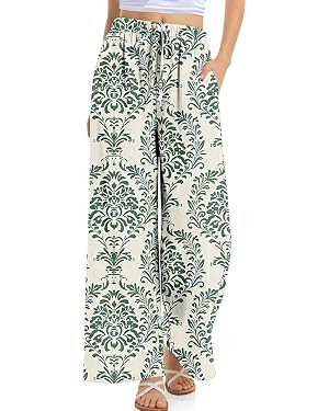 TARSE Women Linen Palazzo Pants Summer Wide Leg Casual Lounge Pant 2026 Beach Travel Vacation Out... | Amazon (US)