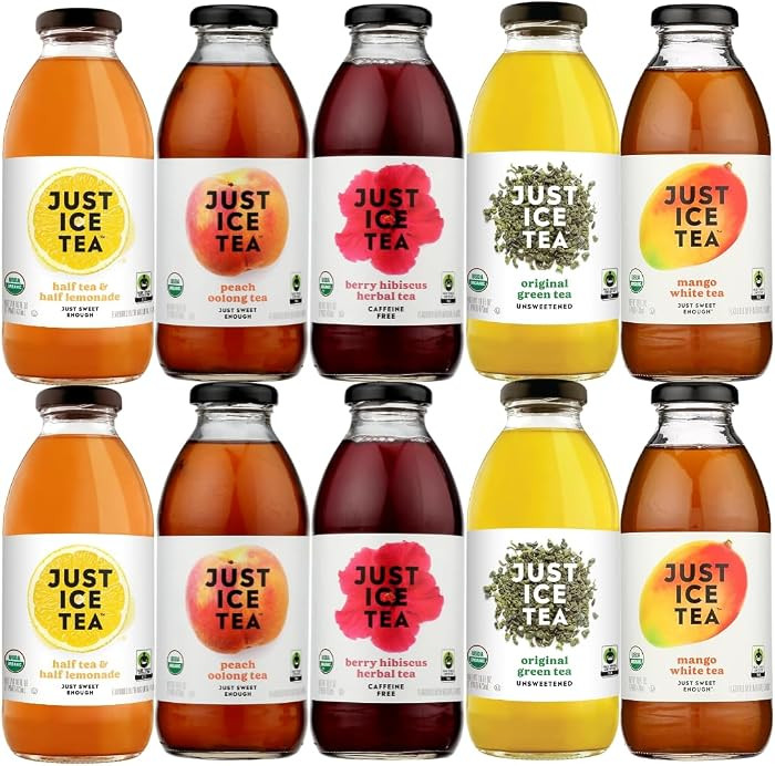 Just Ice Tea Variety Pack 10 \u2013 Assorted Iced Teas Made with Real Brewed Tea \u2013 Half Tea ... | Amazon (US)