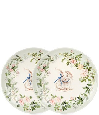 Green English Garden Bunny Accent Plates, Set of 2 | Dillard's