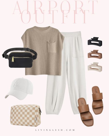 Airport outfit | Travel outfit | Casual outfit | Amazon outfit | Amazon fashion | Sandals | Fanny pack | Baseball hat | Makeup bag

#LTKFindsUnder50 #LTKStyleTip #LTKTravel