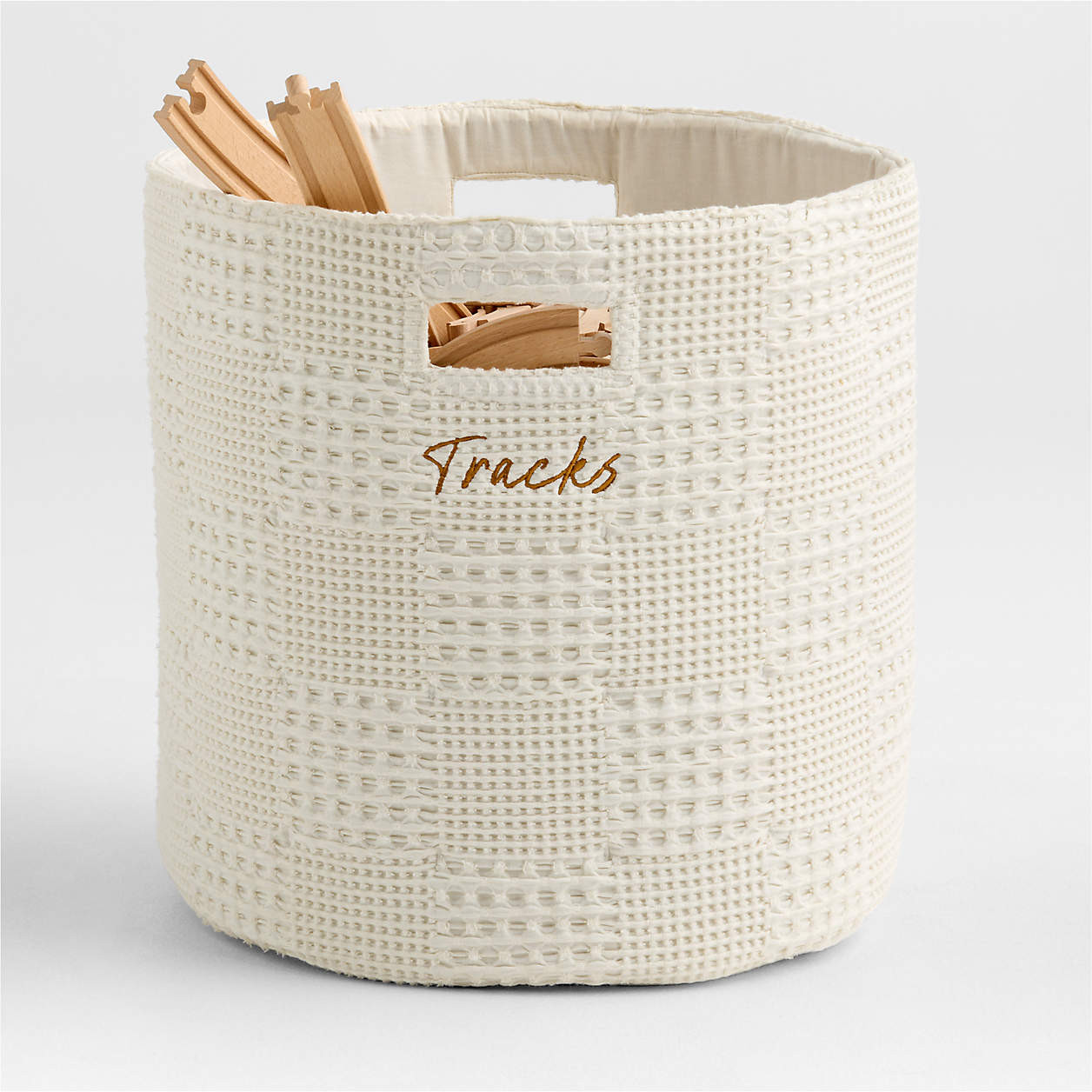 Nella Cream Floor Storage Bin with Handles + Reviews | Crate & Kids | Crate & Barrel