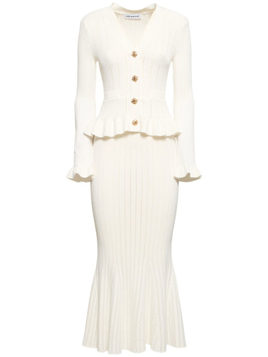 Knit peplum viscose midi dress | Luisaviaroma