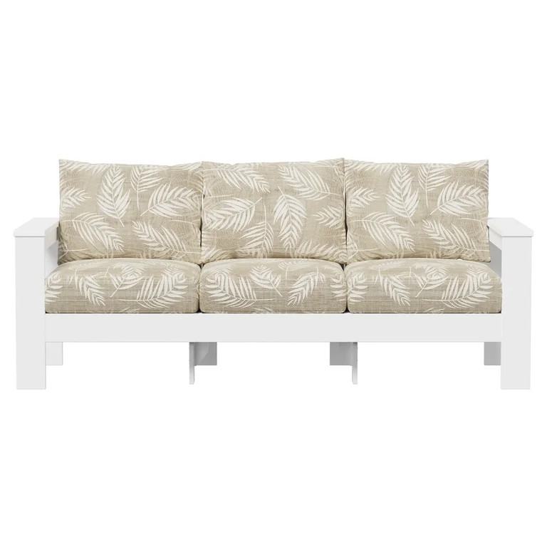 Better Homes & Gardens Ezra Outdoor HDPE Sofa, White with Neutral Palm Cushions - Walmart.com | Walmart (US)