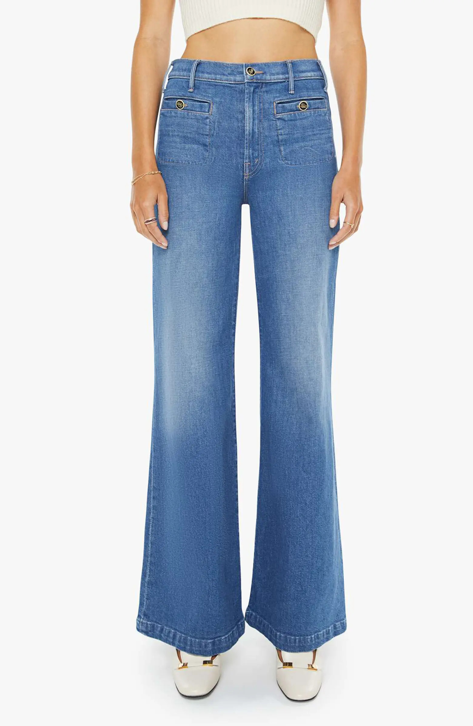 The Stashed Hustler Roller Patch Flare Leg Jeans | Nordstrom