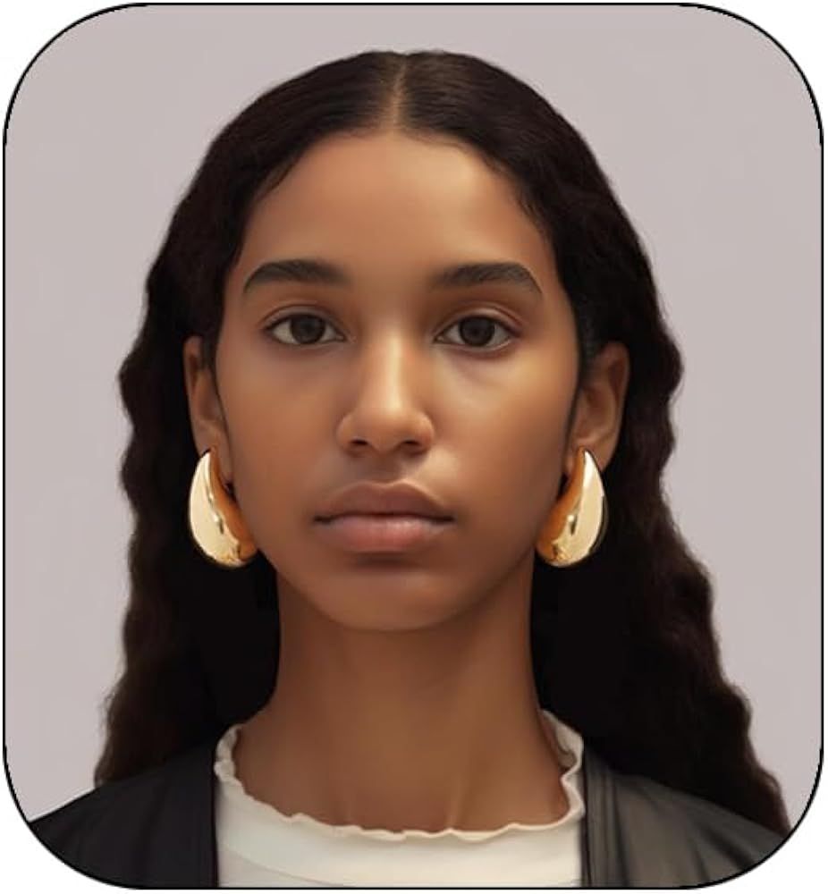 Drop Earring Dupes Extra Large For Women, Big Oversize Chunky Gold Hoop Earrings Lightweight Tear... | Amazon (US)