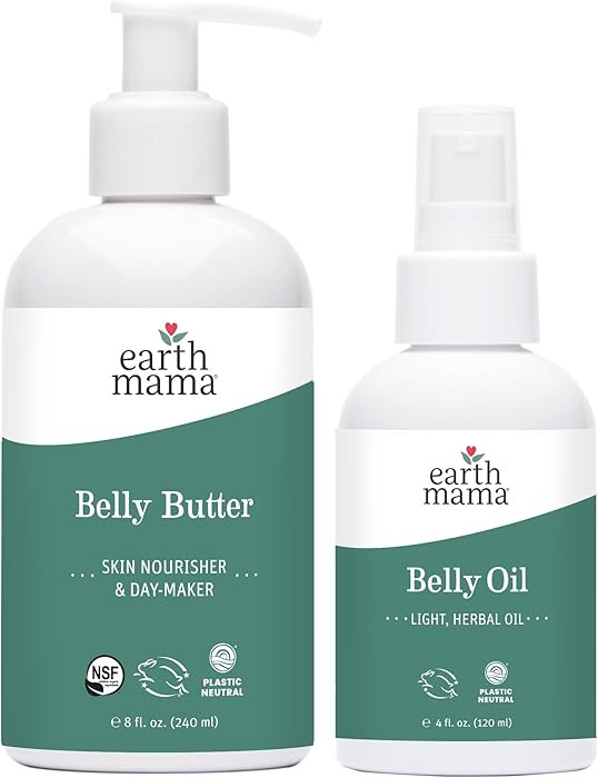 Earth Mama Belly Butter & Belly Oil Bundle for Dry, Stretching Skin | Moisturize + Encourage Skin... | Amazon (US)