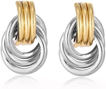 14K Gold Plated Knot Earrings for Women Gold Silver Earrings Heart Link Drop Dangle Earring Chunk... | Amazon (US)