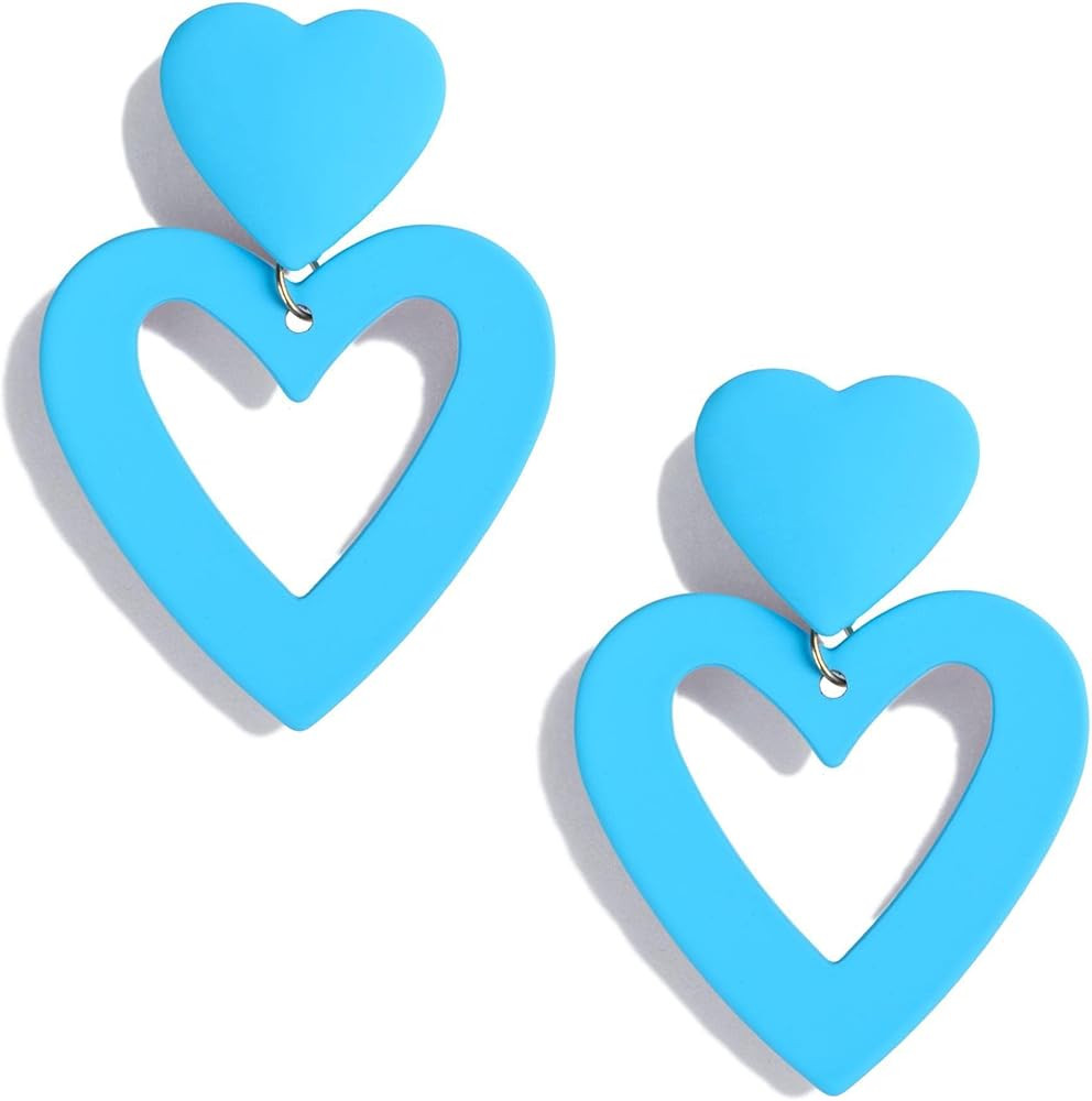 PopTopping Double Heart Earrings Dangling Heart Drop Earrings For Women Love Heart Dangle Earring... | Amazon (US)
