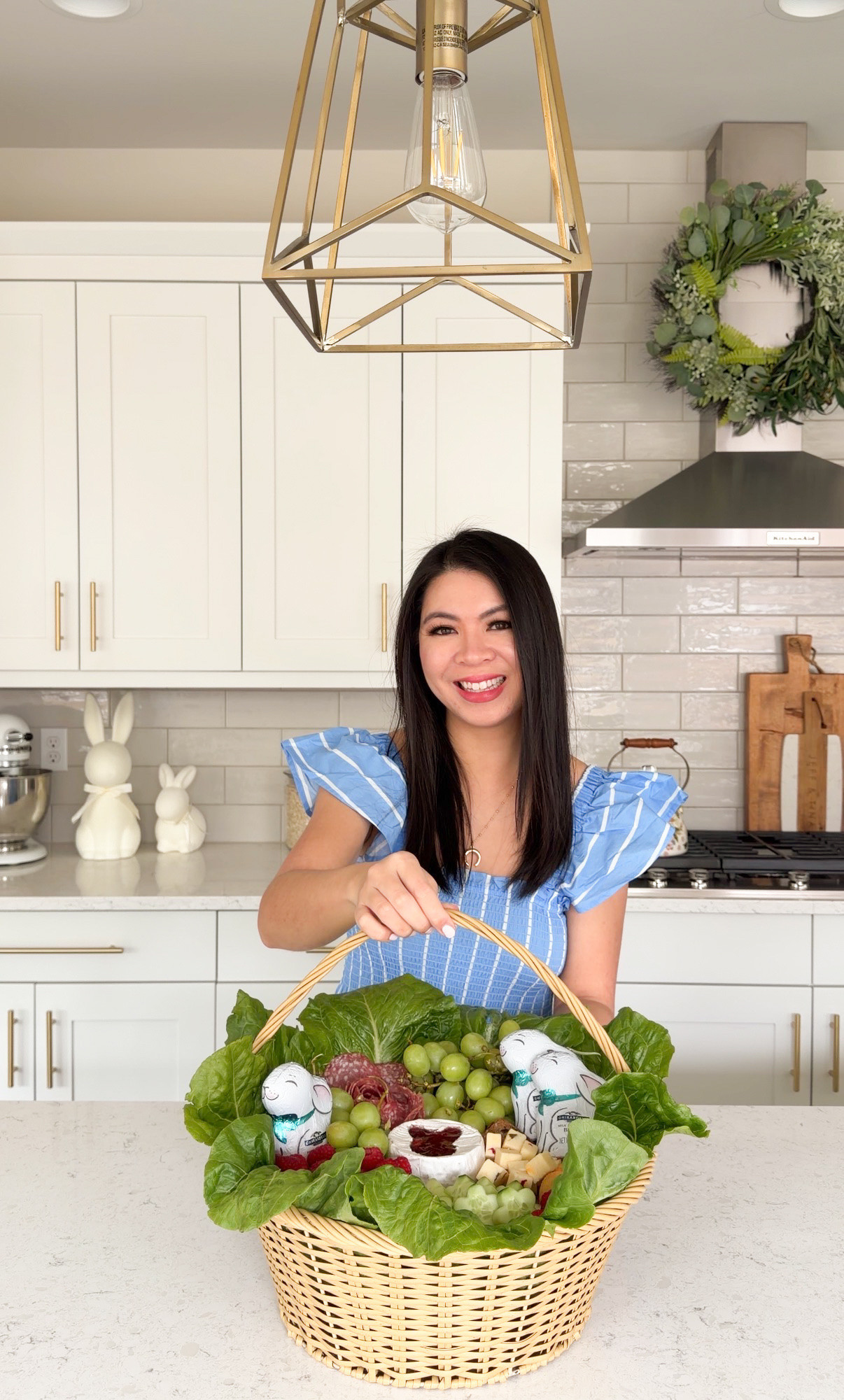 EASTER CHARCUTERIE BASKET 🧀🍇🥬🍫🐰 Find a tray that fits perfectly into your basket and line the edges with romaine lettuce. Such a fun and festive way to elevate a regular charcuterie board! #easterfood #charcuterieplatter

Basket, tray, lettuce, bunny shaped milk chocolate, salame, grapes, strawberries 

#LTKfoodie #LTKSeasonal #LTKHome