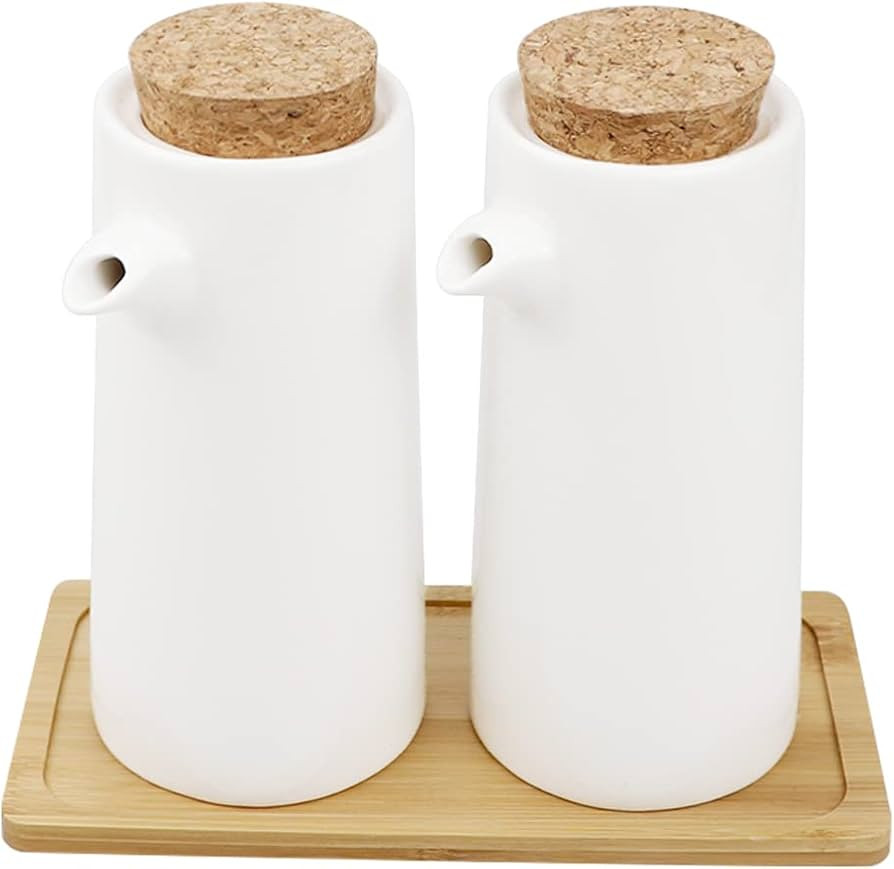 DOERDO 2Pcs Ceramics Oil Vinegar Dispenser Bottle Set, Olive Oil or Soy Sauce Dispenser Set, Oliv... | Amazon (US)