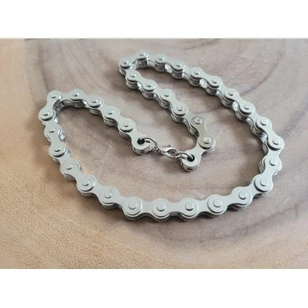 Bike Chain Necklace - Silver Finish 18 Punk Heavy Biker Neck Chain by Mdream | Walmart (US)