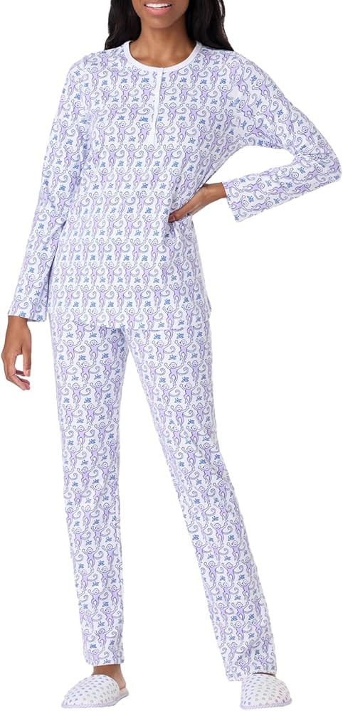 Meiweileya Womens Cute Monkey Button Down Tops Preppy Animal Pants Set Christmas Holiday Pjs | Amazon (US)