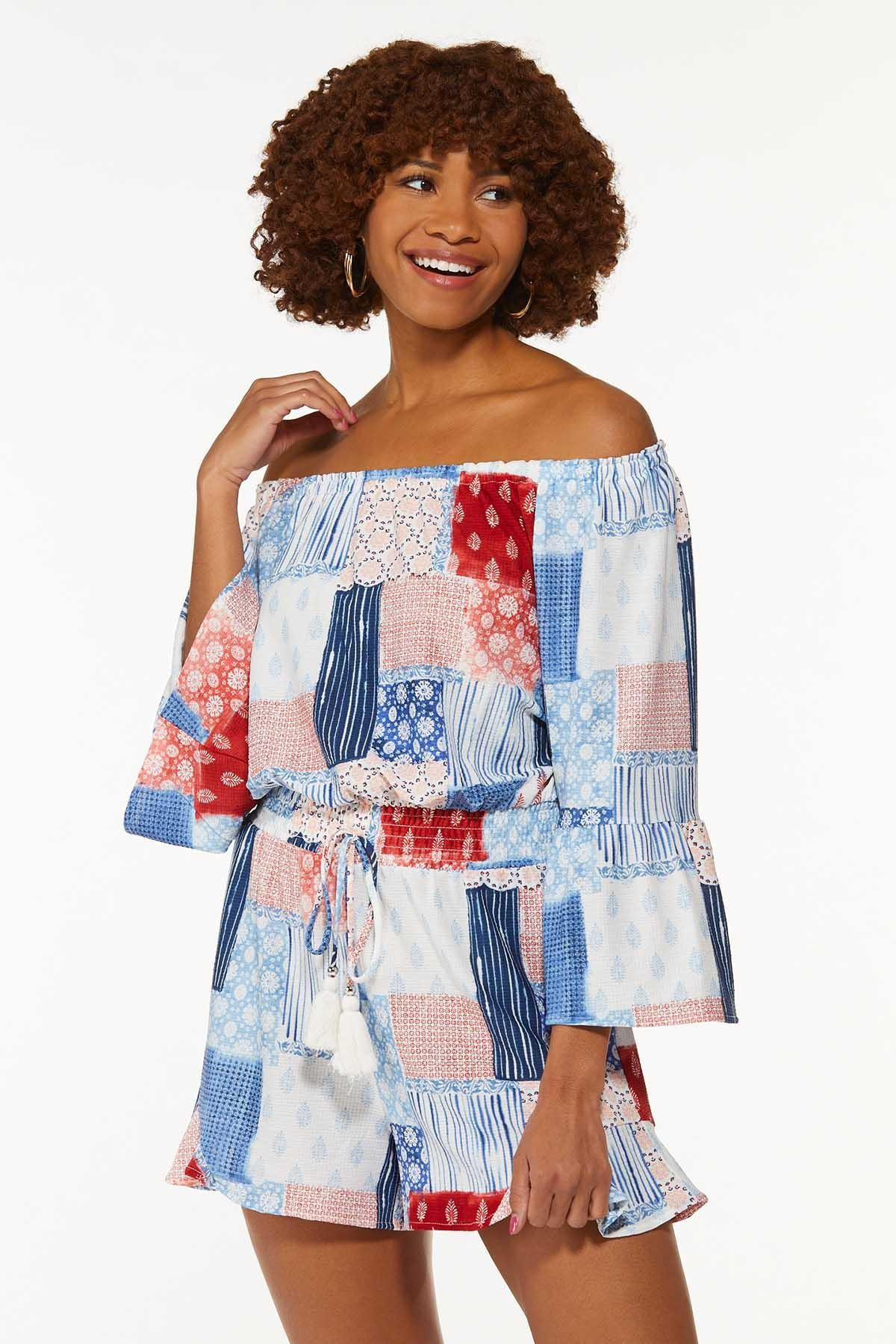 Americana Plaid Romper | Cato Fashions