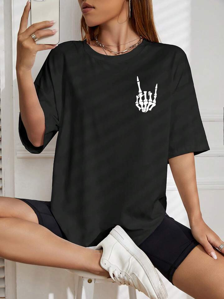 Slogan Graphic Drop Shoulder Tee | SHEIN
