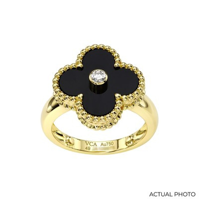 Authenticity GuaranteeVan Cleef & Arpels Vintage Alhambra Ring Onyx & Diamond 18K Yellow Gold Siz... | eBay US