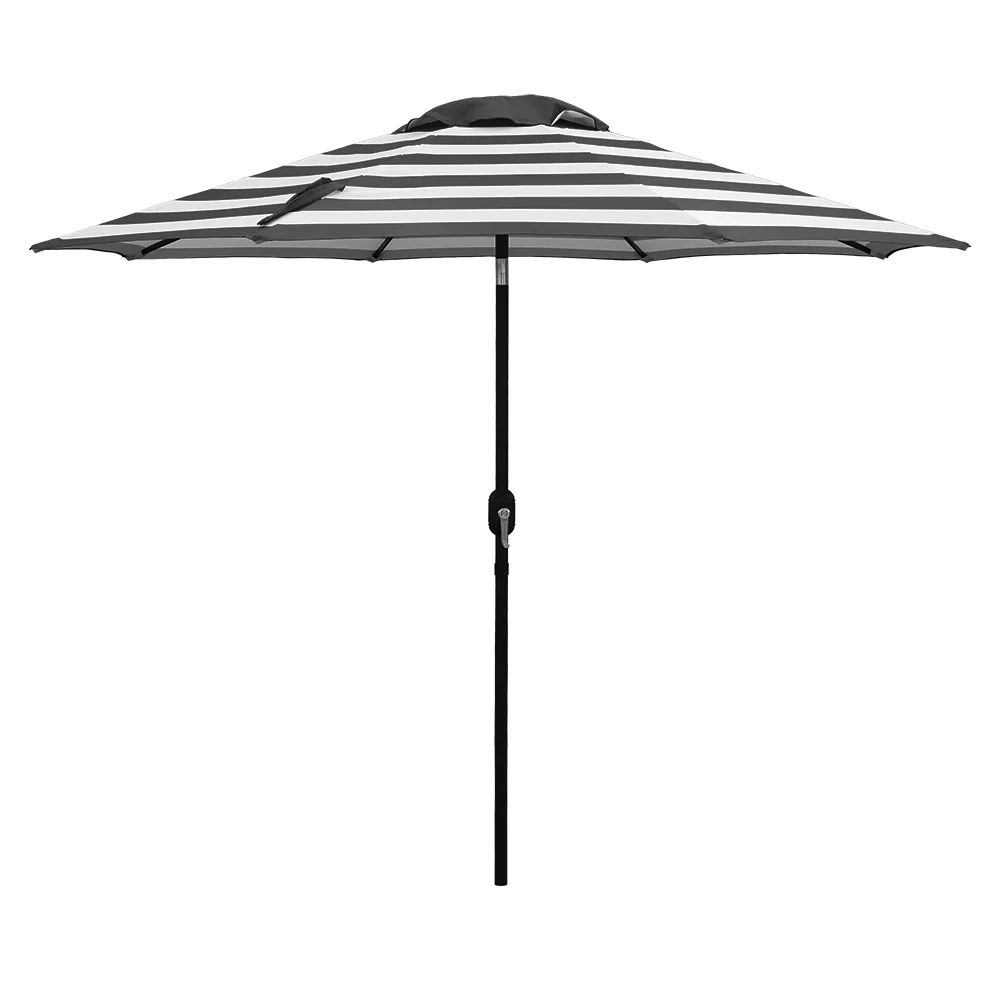 MAYPEX 9 Ft Patio Stripe Patern Umbrella White and Black | Walmart (US)