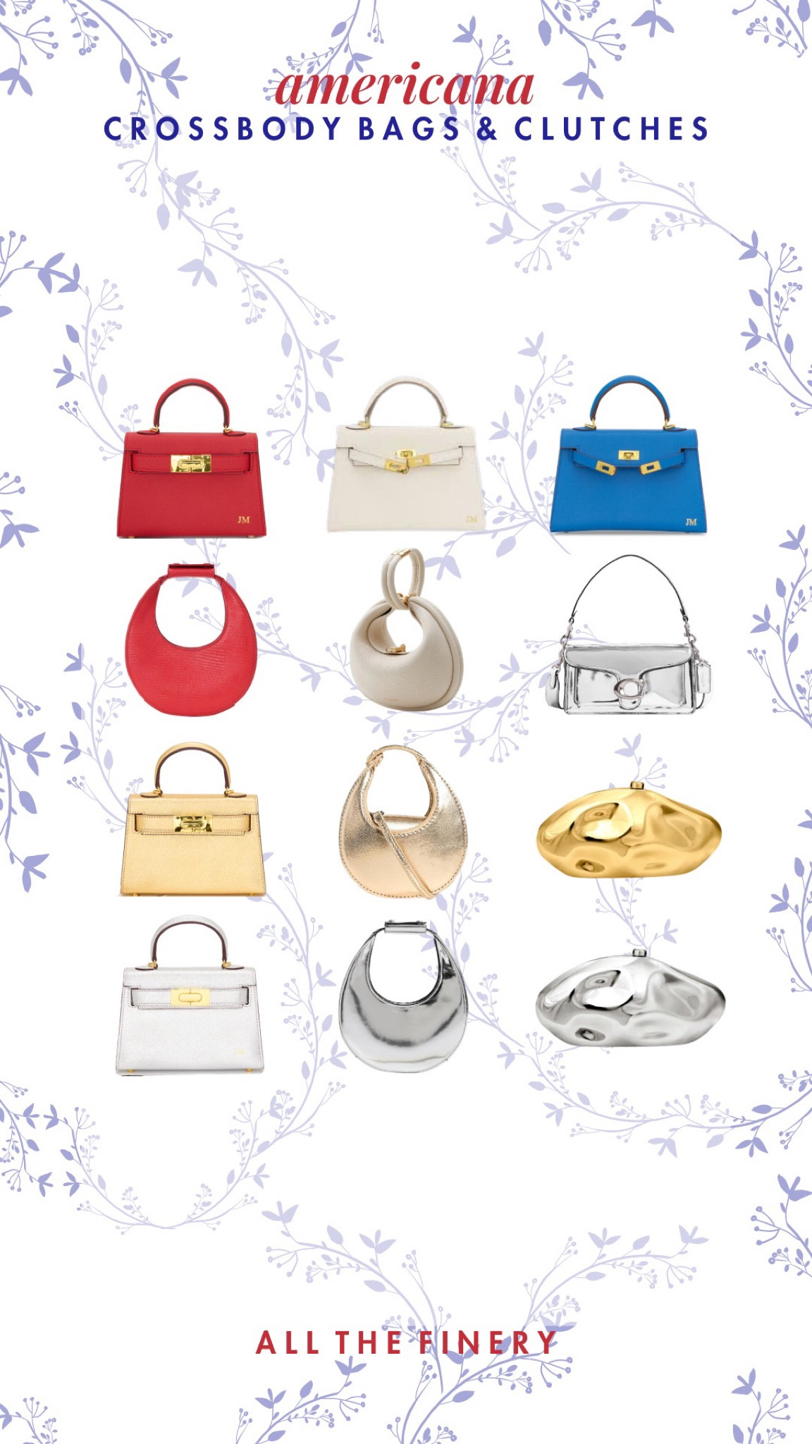 Crossbody handbags, crossbody purse, Olympics, red purse, gold purse, silver purse, royal blue mini Kelly purse, sogmont white bag, red bag, gold clutch, silver clutch, moon bag, what to pack for the Olympics, Americana , Americana style, 