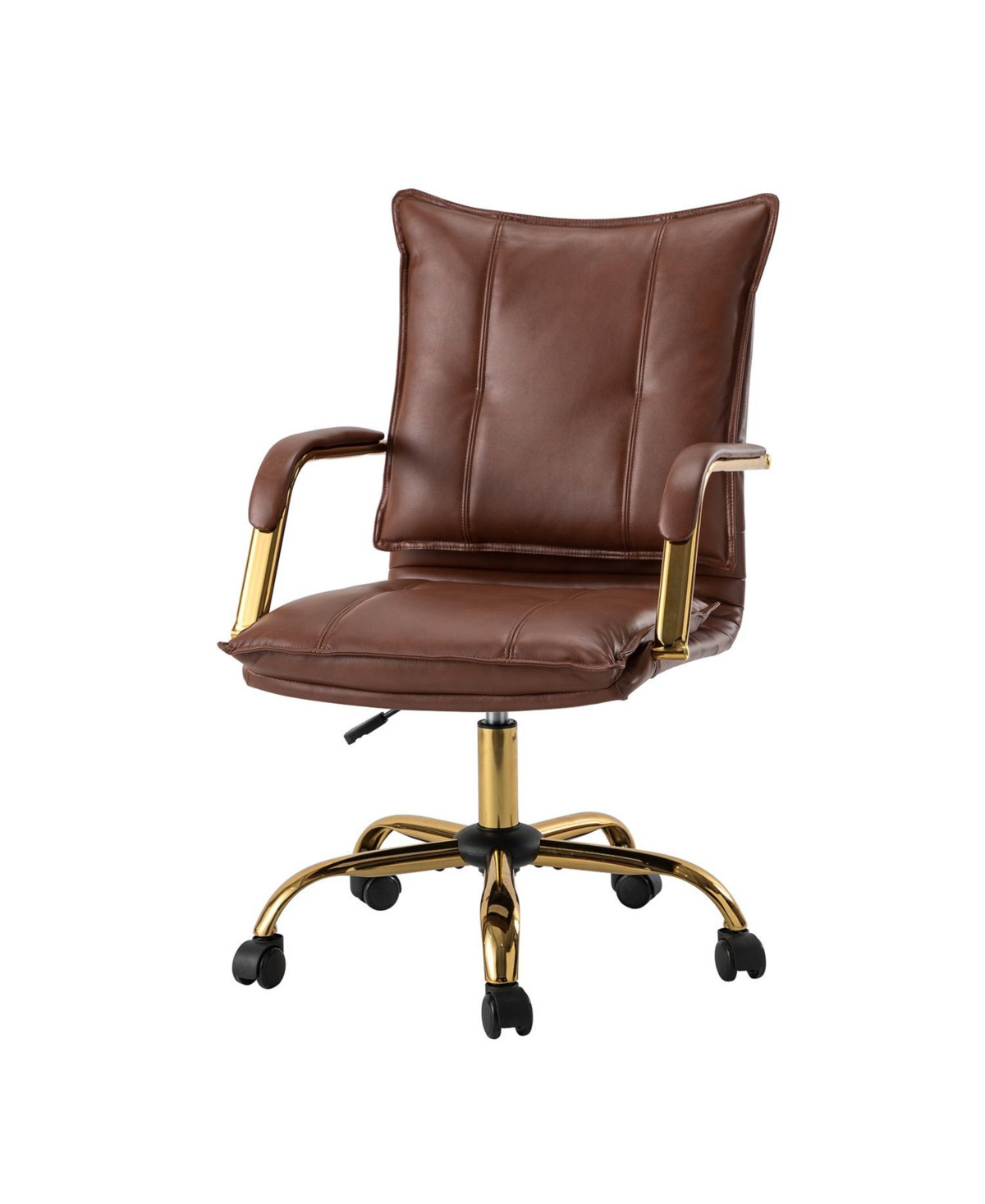 Modern Home Office Desk Chair with Golden Legs - Brown | Macy's
