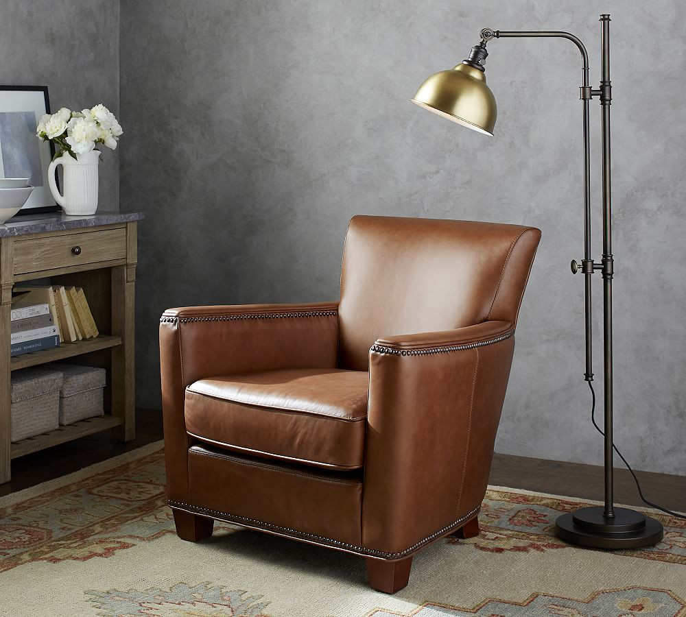 Irving Square Arm Leather Chair | Pottery Barn (US)