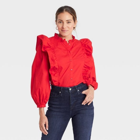 Women's Ruffle Long Sleeve Blouse - A New Day™ | Target