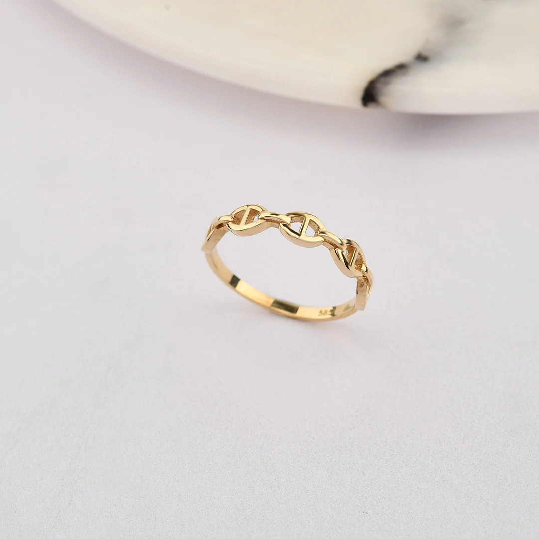 14K Chain Gold Ring, Chain Ring, Chain Ring, Minimalist Ring, 14K Gold Chain Link Ring, Gold Chai... | Etsy (US)