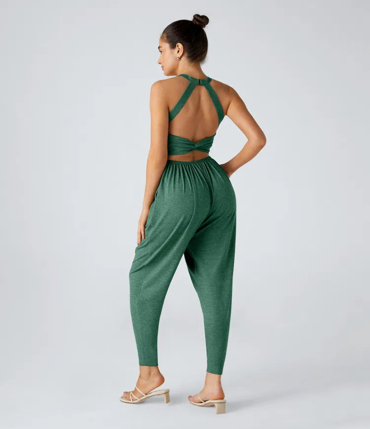 U Neck Pocket Harem Casual Jumpsuit-Easy Peezy Edition | HALARA