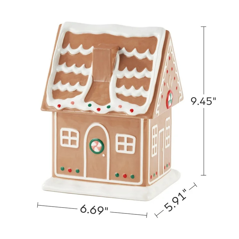 Holiday Time Ceramics Gingerbread House Cookie Jar, Food Storage | Walmart (US)