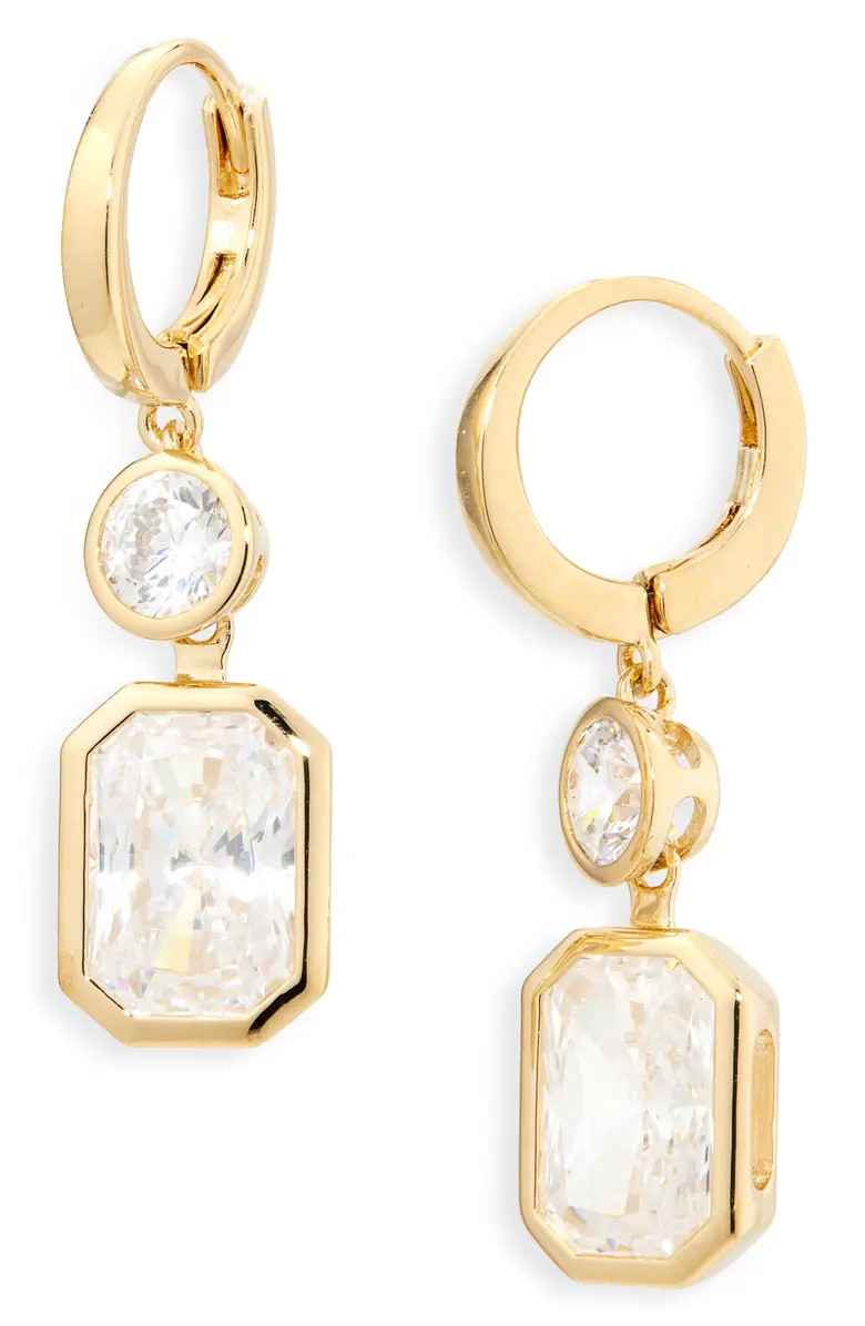 Nadri Brooklyn Cubic Zirconia Drop Hoop Earrings | Nordstrom | Nordstrom