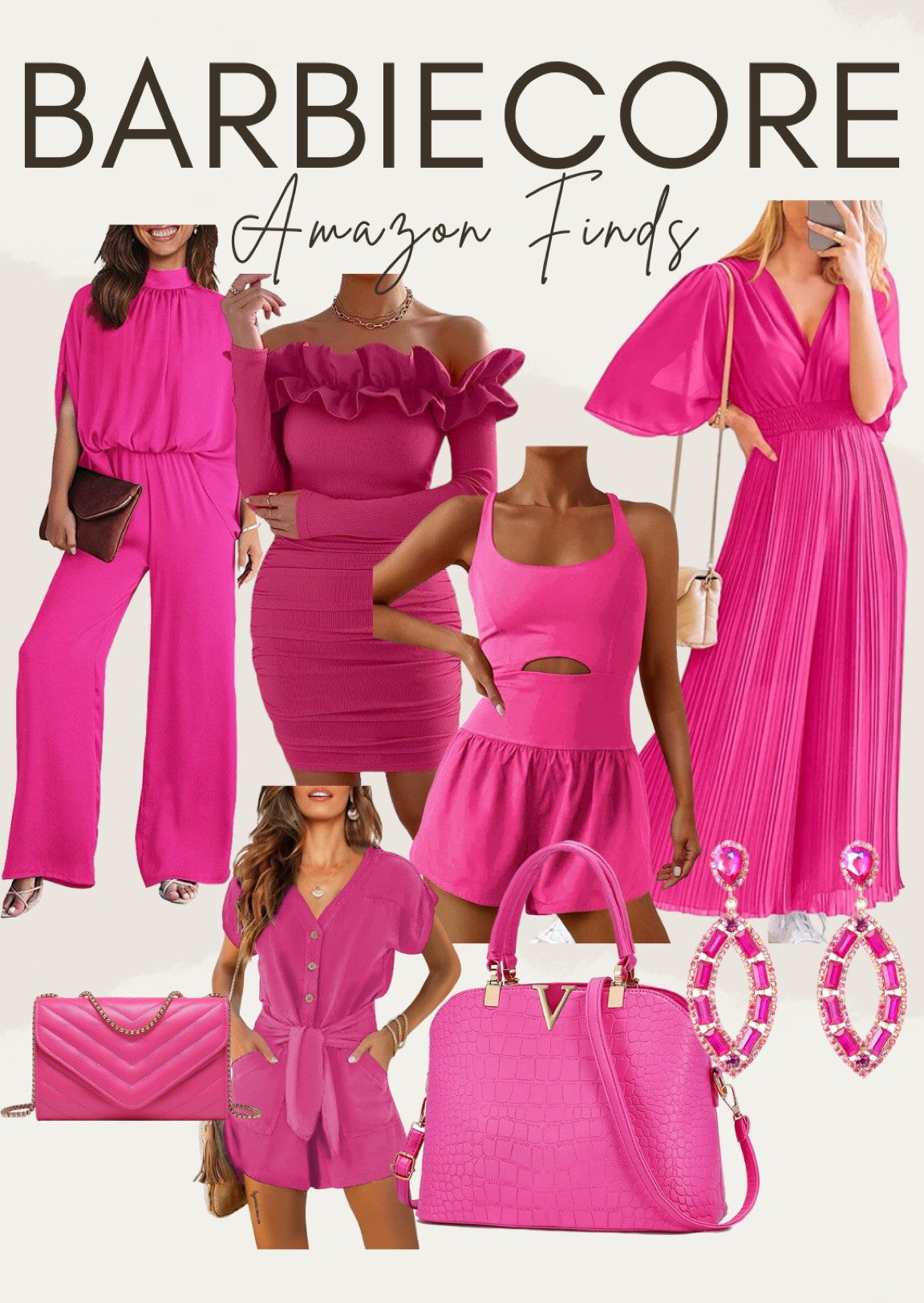 Daily Amazon finds, Barbiecore trend, vacation outfit inspo, tropical vacation, jumpsuit, mini dress, date night dress, sexy dress, romper, mini handbag, clutch, earrings, handbag, summer fashion, summer outfits 




#LTKFind #LTKunder50 #LTKstyletip