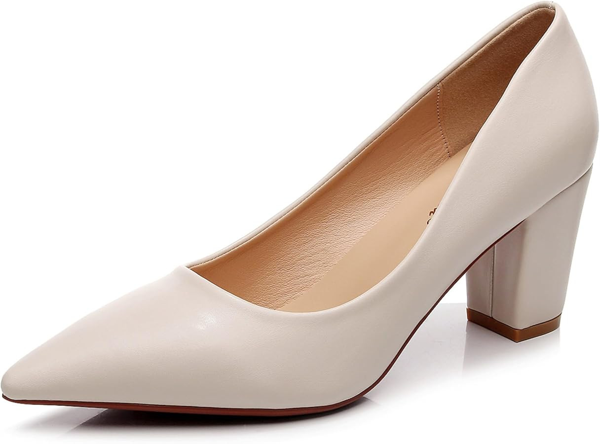VenusCelia Women's Lewin Pump Chunky Heel Shoe | Amazon (US)