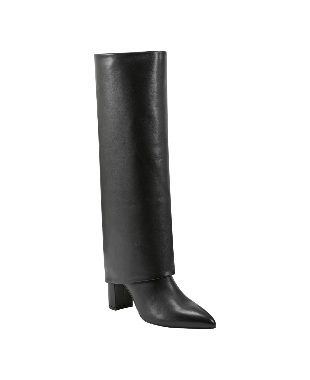 Marc Fisher Ltd Women's Leina Block Heel Pointy Toe Knee High Dress Boots - Black Leather | Macy's