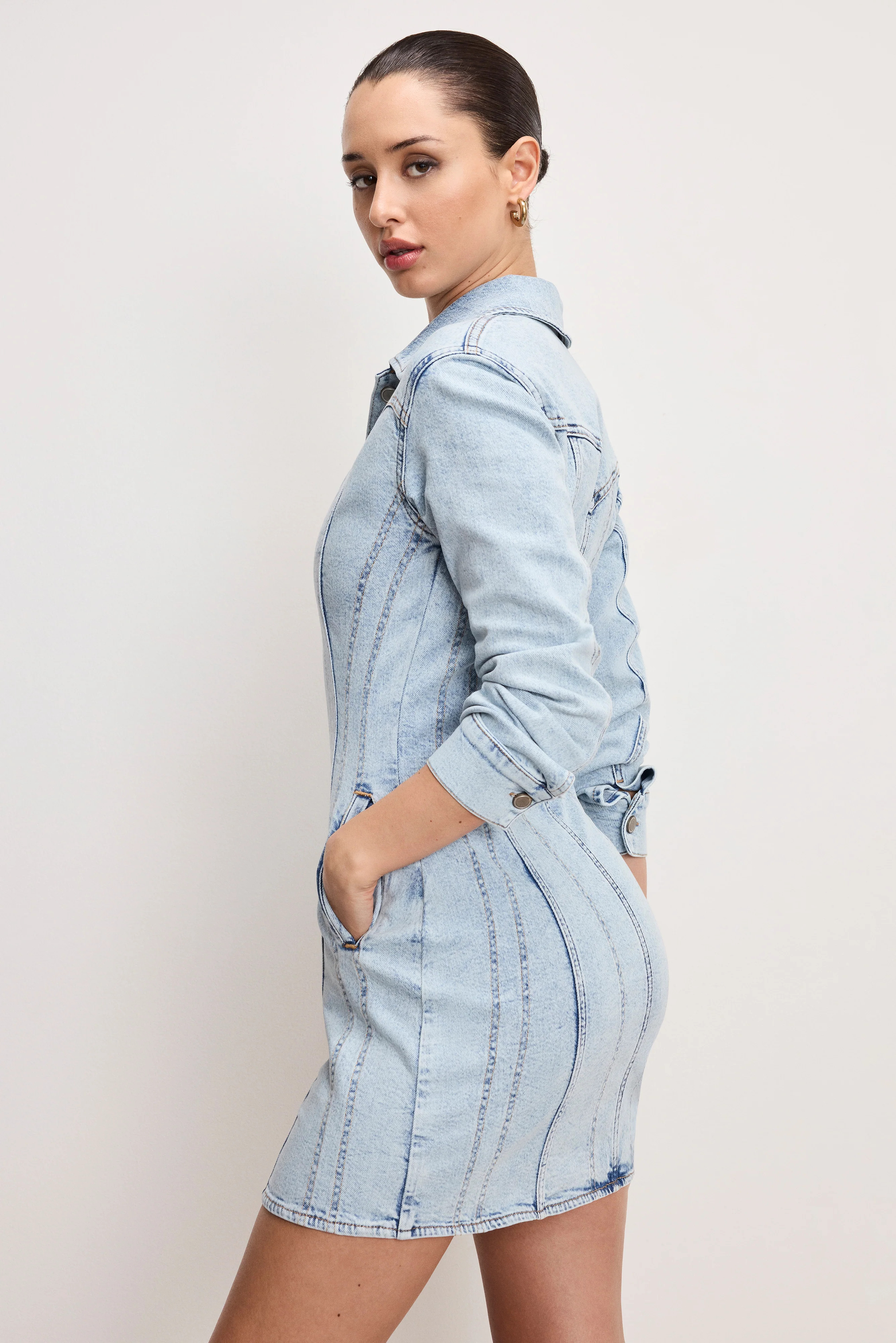 DOLLY DENIM CORSET DRESS | INDIGO1022 - GOOD AMERICAN | Good American