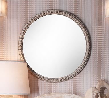 Audrey Round Beaded Wood Frame Wall Mirror 30" | Pottery Barn (US)