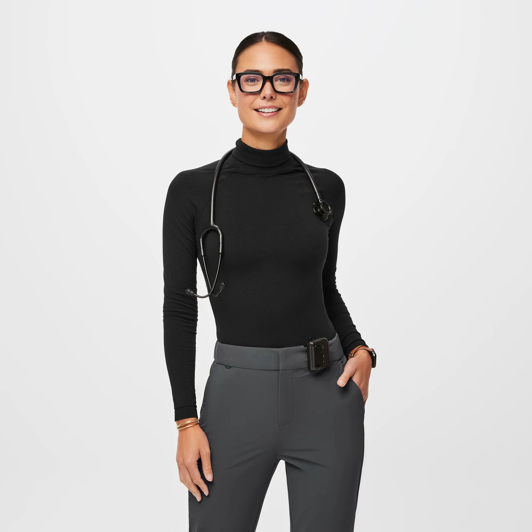 Women’s FIGSPRO™ High Neck Jacquard Salta - Black | FIGS