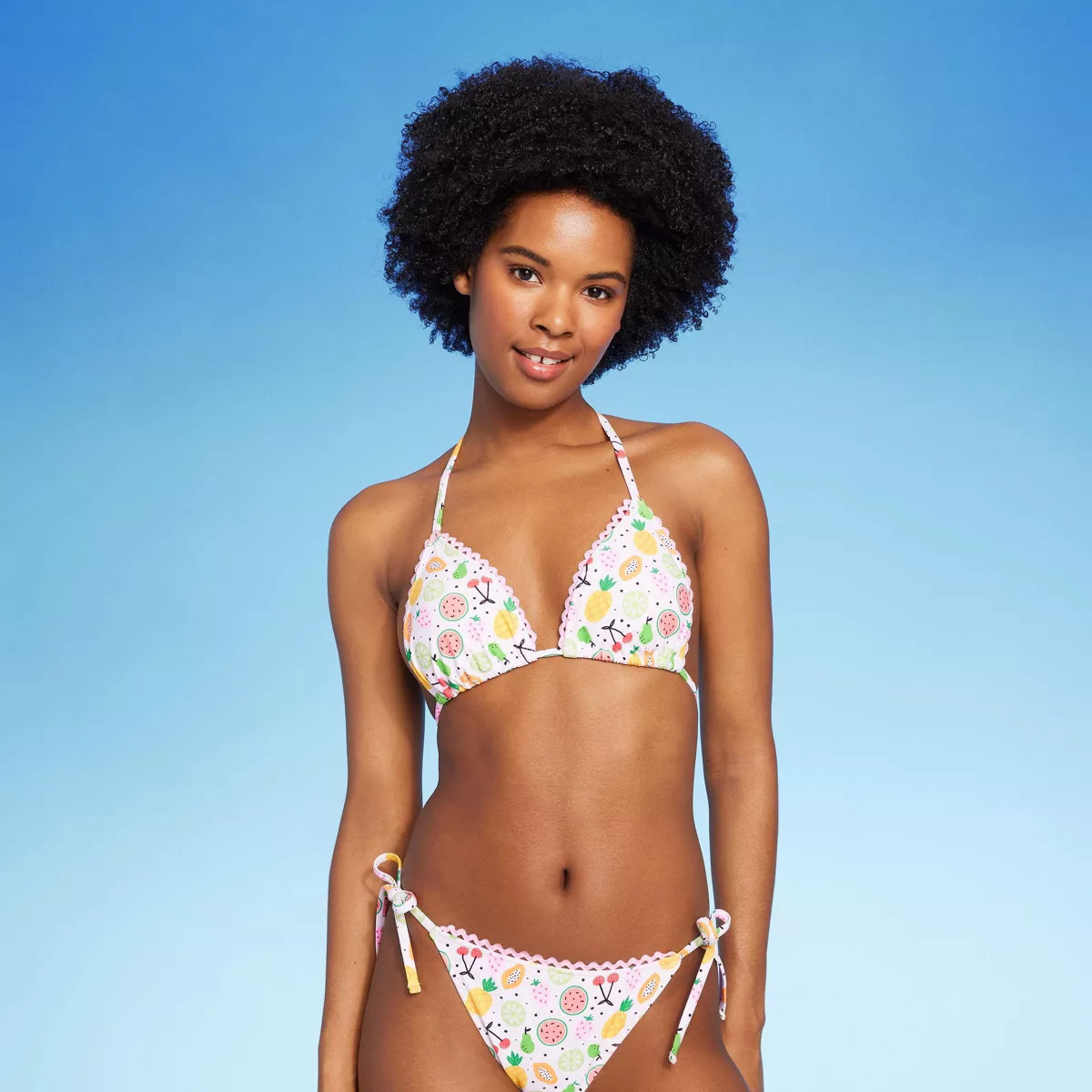 Women's Fruit Print Triangle Bikini Top - Wild Fable™ White | Target