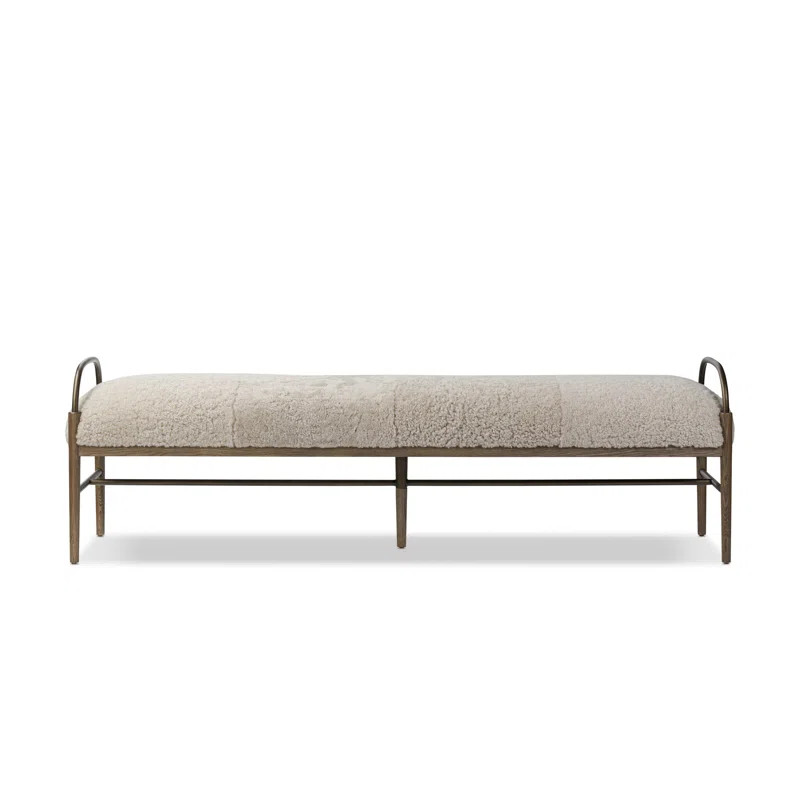 Demi Accent Bench-Beige Shearling | Perigold