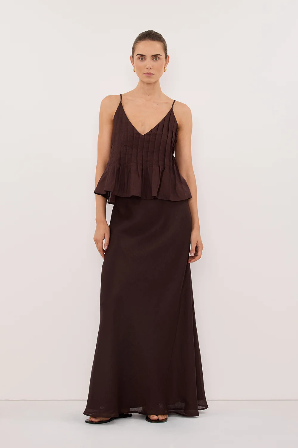 TAHLIA BURNT CHOC RAMIE TOP | DISSH