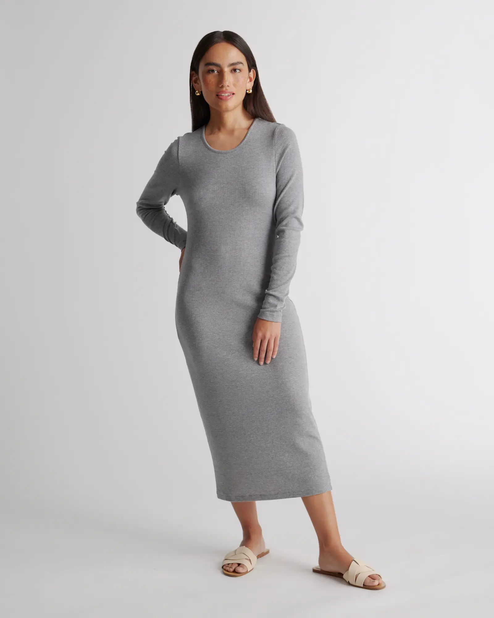 Tencel Rib Knit Long Sleeve Dress | Quince
