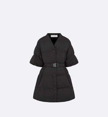 DiorAlps Mid-Length Down Jacket with Belt Black Quilted Technical Taffeta | DIOR | Dior Couture